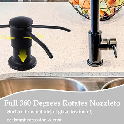 Sink Soap Dispenser Pump Black Built in Kitchen Counter Dish Soap Dispenser with 41" Extension Tube/17 Oz Bottle for Bathroom Under Sink Hand Soap Lotion Pump - color: Black