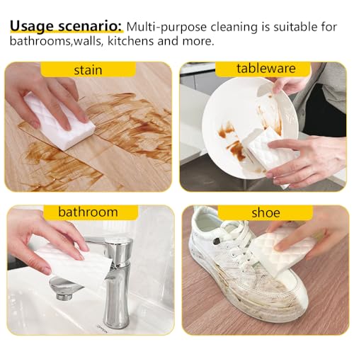 Magic Sponge Erasers,100 Pack 2X Density Melamine Sponge Foam Pads,Household Cleaning Supplies Cleaner for Kitchen, Bathroom, Bathtub, Sink, Wall Cleaner - color: White（100pcs）, size: 3.93x2.36x0.79in