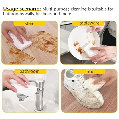 Magic Sponge Erasers,100 Pack 2X Density Melamine Sponge Foam Pads,Household Cleaning Supplies Cleaner for Kitchen, Bathroom, Bathtub, Sink, Wall Cleaner - color: White（100pcs）, size: 3.93x2.36x0.79in