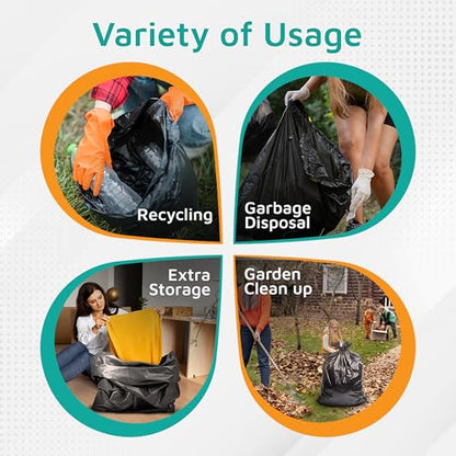PlasticMill Heavy Duty Trash Bags - Black Garbage Bags - Plastic Trash Bags for Large Rolling Trash Bins - Tall Trash Bags - 100-Gallon Large Kitchen Trash Bags, 1.3 Mil, 67"x79" (40-Count) - size: 1 Count (Pack of 40)