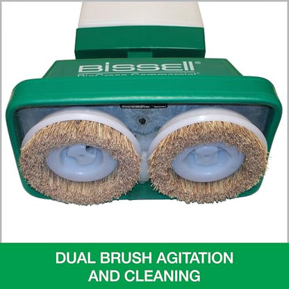 Bissell BigGreen BGFS5000 Portable Two Brush Floor Scrubber & Polisher, Polypropylene, 13"" W x 7"" D x 44"" H, White & Green