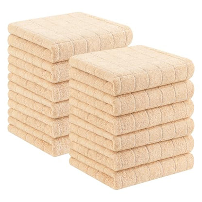 Homaxy 100% Cotton Terry Kitchen Towels(Apricot, 13 x 28 inches), Checkered Designed, Soft and Super Absorbent Dish Towels, 12 Pack - color: Apricot, size: 13 X 28 - 12 Pack