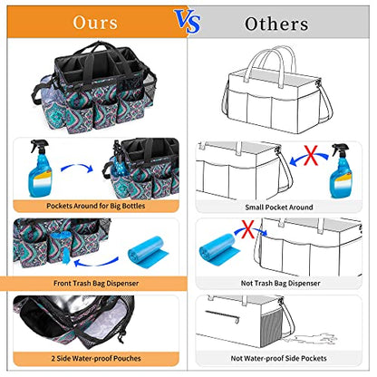 LoDrid Wearable Cleaning Caddy Bag with 4 Foldable Dividers, Cleaning Supply Organizer with Shoulder Strap and Side Handles for Cleaners & Housekeepers, Totem - color: Totem