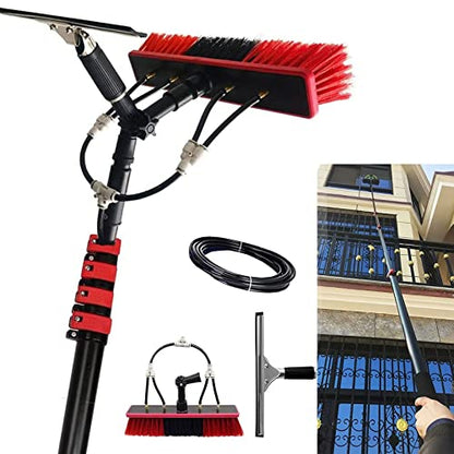 Window Cleaning Kit, Professional Window Cleaning Equipment Extendable Window Cleaning Pole and Squeegee Cleaner for High Windows-18FT - color: 50cm Brush Head, size: 5.4m Rod