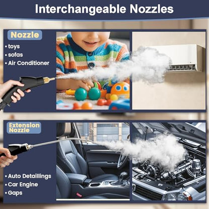 Portable High-Pressure Handheld Steam Cleaner, 14-Piece Accessories, 6 Steam Levels, 15s Heat-Up,chemical-free Cleaning Tile, Grout, Dirt, Grease & Car Detailing(white＆Black) - color: white