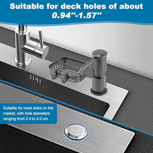 Soap Dispenser for Kitchen Sink, Built in Soap Dispenser Pump with Sponge Holder,Under Counter Brushed Nickel ABS Pump Head with 40" Extension Tube Kit(Dark Grey) - color: Dark Grey