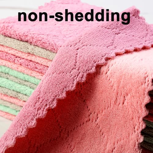 Gartmost 12-Pack Kitchen Cloth, Dish Towels, Microfiber Cleaning Cloths, Premium Coral Fleece Reuseable Fast Drying Cloths for Kitchen, Bathroom, Restroom and Household Cleaning Supplies, 10"×10"