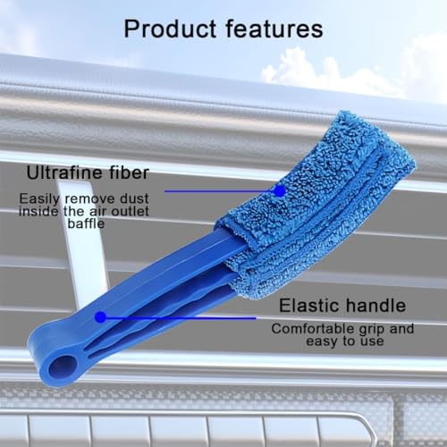 3PCS Mini Duster for Car Air Vent, Automotive Air Conditioner Cleaner and Brush, Vehicle Blind Dust Cleaning Tool for Keyboard, Window, Shutter, Universal for SUV, Truck, RV（Blue） - color: Blue