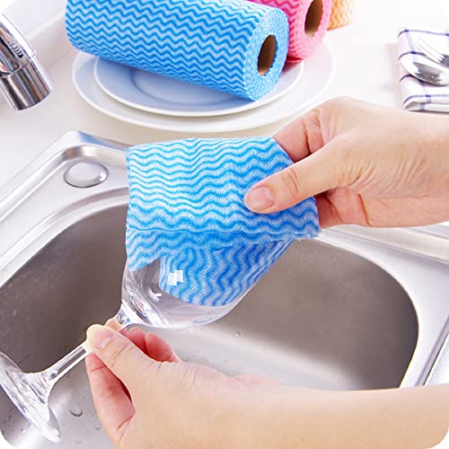 Disposable Dish Cloths Disposable Cleaning Towels 50 Pack Heavy Duty Reusable Disposable Kitchen Cleaning Cloths for Kitchen, Bathroom, Household Cleanings - color: Blue