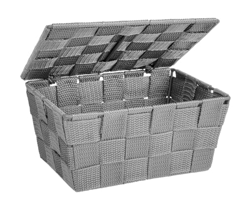 Wenko Storage Basket Adria with lid in Grey, PP, 19 x 14 x 10 cm - color: Grey