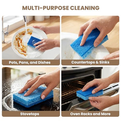 Metflavor Kitchen Sponges, 24 Count, Non-Scratch Scrub Sponge, Dual Sided Cleaning Sponges for Dishes, Kitchen, Bathroom - size: 24 Pack