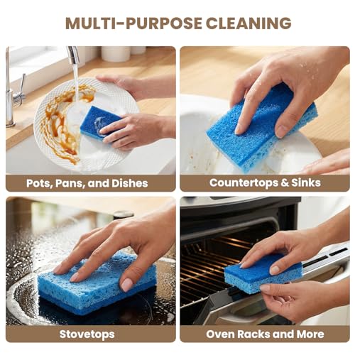 Metflavor Kitchen Sponges, 12 Count, Non-Scratch Scrub Sponge, Dual Sided Cleaning Sponges for Dishes, Kitchen, Bathroom - size: 12 Pack