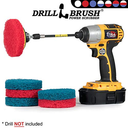 Drill Brush - Drill Attachment - Kitchen - Bathroom - Power Scrubber Pads - Stove - Cleaning Pads - Cooktop - Oven Rack - Kitchen Sink - Bath Mat - Bathroom Sink - Shower Cleaner - Vinyl Flooring - color: 3x Red Pads 3x Blue Pads