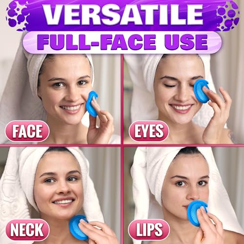 2 in 1 Face Scrub Pads, Reusable Makeup Remover Pads 3 Pcs – Microfiber Exfoliating Washcloth, Washable Face Scrubber, Facial Cleansing Pads for Eyes, Lips & Neck, Makeup Remover Cloth, Gift for Women