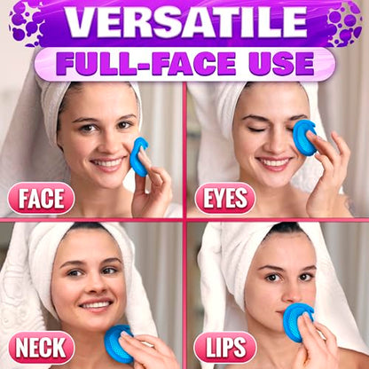 2 in 1 Face Scrub Pads, Reusable Makeup Remover Pads 3 Pcs – Microfiber Exfoliating Washcloth, Washable Face Scrubber, Facial Cleansing Pads for Eyes, Lips & Neck, Makeup Remover Cloth, Gift for Women