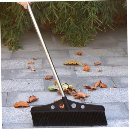 Detachable Outdoor Broom with Handle Heavy Duty Garden Sweeper for Efficient Cleaning of Patios Garages and Courtyards Stainless Steel and Bristle Brush