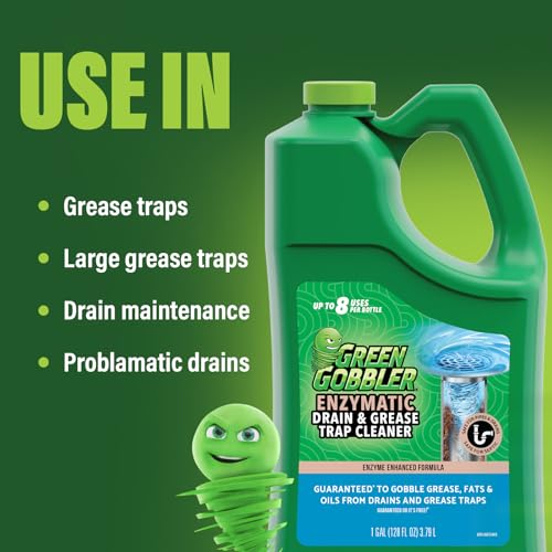Green Gobbler Enzyme Drain Cleaner | Controls Foul Odors & Breaks Down Grease, Paper, Fat & Oil in Sewer Lines, Septic Tanks & Grease Traps | 1 Gallon - size: 1 Gallon
