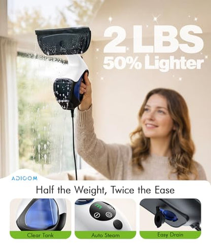 Handheld Steam Cleaner for Home 3s Instant Heat-Up No Need to Wait, Upgrade 2 LB Light Weight Easy Refill Portable Steamer Cleaner for Furniture Couch Grout Walls Kitchenware (White)