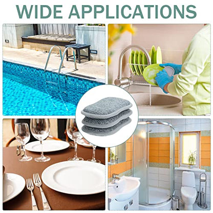 24 Pack Multi Purpose Scrub Sponges Non Scratch Microfiber Sponge Cleaning Dish Scrubber Reusable Dish Sponges for Washing Dishes Along with Heavy Duty Scouring Power (Gray) - color: Gray
