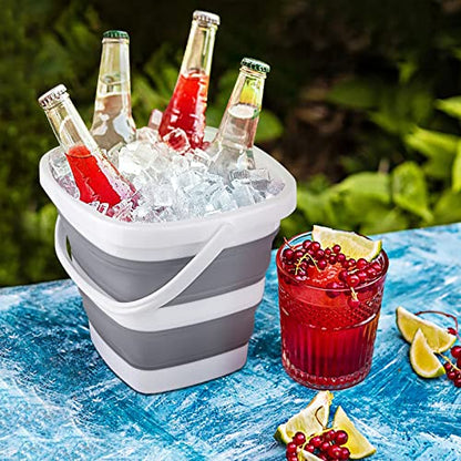 2 Pack Collapsible Buckets 5L 1.3Gallon Small Cleaning Bucket for Household Portable Plastic Bucket Outdoor Car Washing Tub Foldable Camping Beach Sand Water Pot Pail Space Saving Square Grey - color: Grey*2