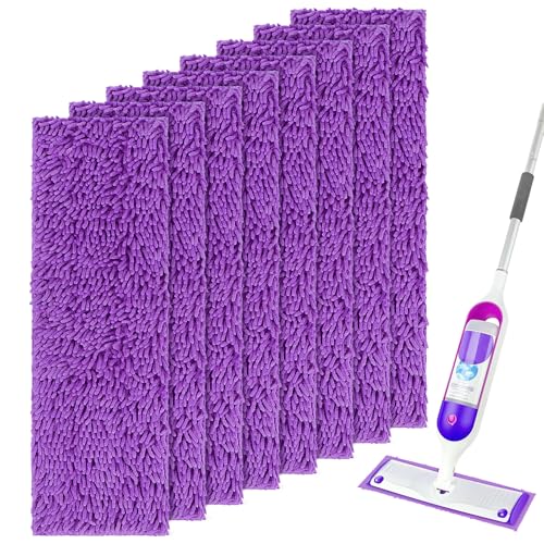 UNIMADE Reusable Mop Pads for Swiffer PowerMop, 8 Pack Microfiber Mop Pad Refill with Scrubber Strips for 13''-15'' SprayMop, Washable Mop Pads Use for Most Floor Types, Designed for Pets - Purple - color: Purple