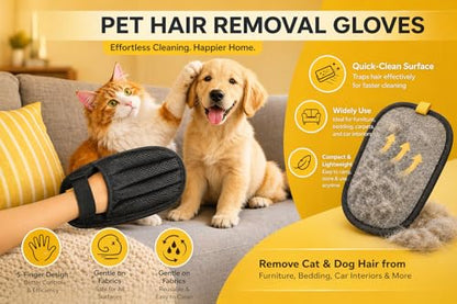 Pet Hair Removal Glove by ZOPP – Five-Finger Magic Brush for Dog & Cat Hair Remover | Electrostatic Reusable Lint Remover for Couch, Sofa, Car Seats, Carpet, Clothing & Beds (Pack of 1)