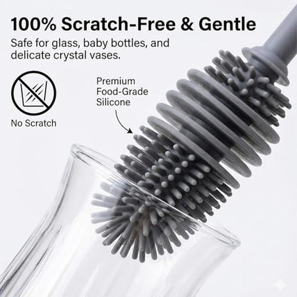 2pcs Silicone Bottle Cleaning Brush Water Bottle Cleaner Brushes with Long Handle Bottles Brush Cleaner for Small Narrow Neck Containers Glassware Sports Bottles Vase