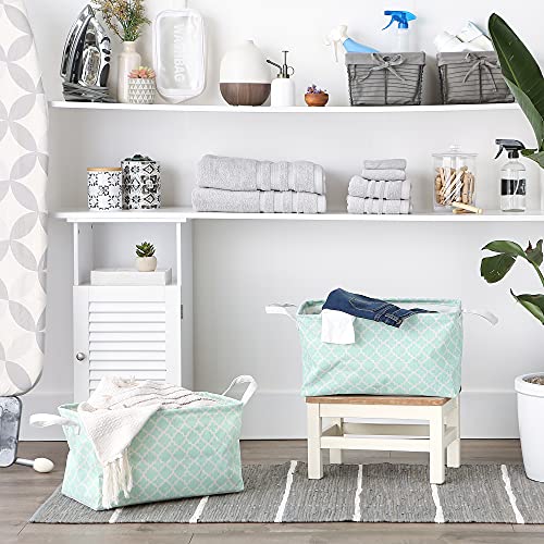 DII Laundry Storage Collection, PE Coated Collapsible Bin with Handles, Aqua Lattice, Large Set, 10.5x17.5x10" - color: Aqua Lattice, size: Large Set, 10.5x17.5x10"
