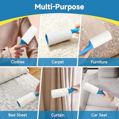Swihauk 1200 Sheets Extra Sticky Lint Rollers for Pet Hair, Easy Spiral Tear Lint Roller for Clothes with Ergonomic Handle, Multipurpose Lint Remover for Furniture, Carpet, Car Seat - size: 1200 Sheets