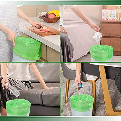 Small Trash Bags, Biodegradable 2.6 Gallon Extra Thick Garbage Bags, Recycling & Degradable Rubbish Bags Wastebasket Liners for Kitchen Bathroom Office Car Pet, (5 Rolls / 100 Counts, Green) - color: Green-2.6 Gallon