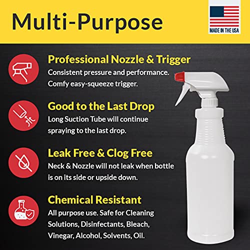Pinnacle Mercantile Plastic Spray Bottles Leak Proof Technology Empty 32 oz Pack of 3 Made in USA - size: 32 Oz, 3 Pack