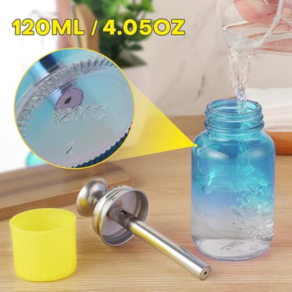 Noverlife 4Oz / 120ml Push Down Pump Dispenser with Copper Core, Nail Polish Remover Pump Bottles Glass Rubbing Alcohol Dispensers, Refillable Alcohol Dispenser Push Down Bottle - Gradient Blue - color: E - 1pcs - Blue Round Shaped