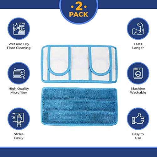Reusable Microfiber Mop Pads | Durable Machine Washable Refills | Compatible with Swiffer Dry Mops | Flat Mop Pads for Efficient Floor Cleaning | 2 Pack - size: 2 Count (Pack of 1)