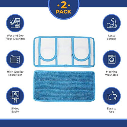 Reusable Microfiber Mop Pads | Durable Machine Washable Refills | Compatible with Swiffer Dry Mops | Flat Mop Pads for Efficient Floor Cleaning | 2 Pack - size: 2 Count (Pack of 1)