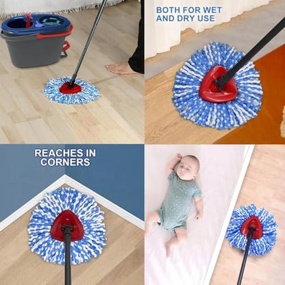 12 Pack Spin Mop Replacement Heads Compatible with Ocedar RinseClean 2 Tank System,Microfiber Mop Refill Heads for O Cedar Cleaning All Hard-surfaced Floor