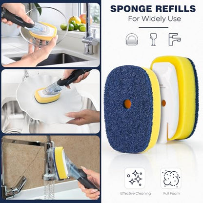 Sponge Brush Refills for OXO Dish Brush, 8 Pack Soap Dispensing Dish Refills, Scrub Replacement Head for Scrubber, Sponge Replacement Head Fits Soap Dispensing Handle - color: 8-pack