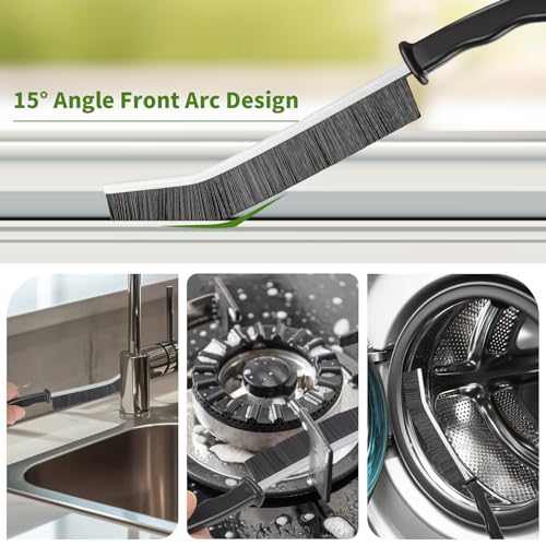 Crevice Cleaning Brush,10 Pcs Cleaning Supplies Cleaning Brush Tools,Hard Bristle Crevice Brush for Household Use Bathroom Tiles Kitchen Practical and Durable - color: Black03