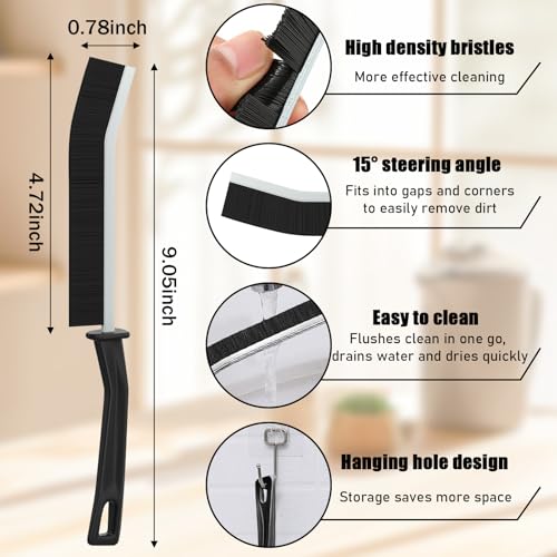 Crevice Cleaning Brush, 2Pcs Hard Bristle Gap Scrub Brush for Bathroom, Kitchen, Tiles and Sink, Multifunctional Household Cleaning Tool(Black) - color: Black