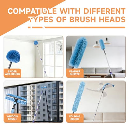 26 Feet High Reach Cobweb Duster with 6-21Ft Extension Pole, Webster Cobweb Duster with Telescopic Aluminum Pole, Spider Web Brush for Outdoor & Indoor Cleaning