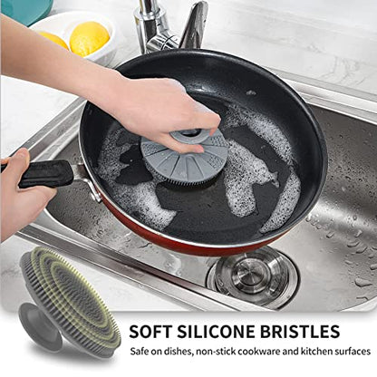 Silicone Sponge, BEAUTAIL Non-Scratch Scrub Sponges for Washing Dishes, Kitchen Fruit Vegetable Cleaning Brush, Long Lasting and Reusable Dishwashing Scrubber, Suction Up Hang Designed, 1 Pack, Gray - color: 1pcs Gray
