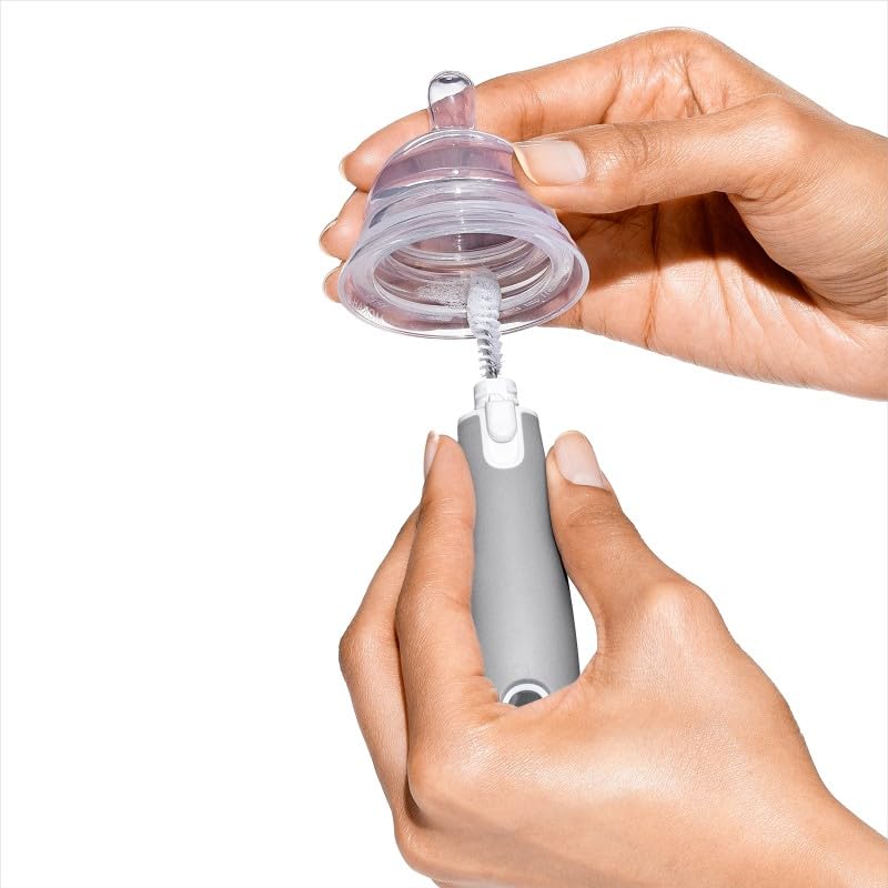 OXO Tot Bottle Brush with Nipple Cleaner and Stand – Gray, 2-Pack