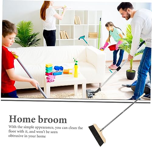 SOLUSTRE Long Handle Handled Broom with Beveled Soft Bristles for Floor Cleaning Indoor and Outdoor Use Comfortable Sweeping for Home Kitchen Garage and Industrial Spaces Reusable Dust