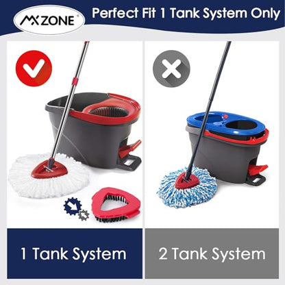 Spin Mop Head Replacement Handle Compatible with O Cedar EasyWring 1-Tank System, 4 Mop Replace Heads, 1 Mop Handle, 1 Base and 1 Scrub Brush Combo Set - size: 7pcs 1-Tank Mop Set