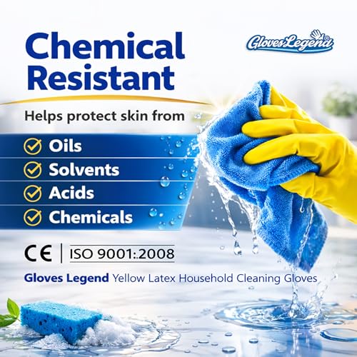 Size Large Yellow Household Kitchen Cleaning Dishwashing Reuseable Gloves