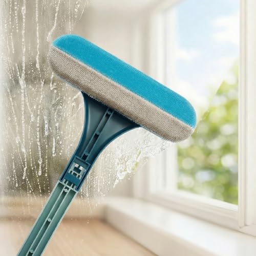 Window Screen Cleaning Brush,2 in 1 Window Screen Cleaner Tool with Squeegee,Mesh Screen Cleaner,Multi-Purpose Cleaning Brush for Patio, Door, Porch Screens (2 Blue) - color: 2 Blue