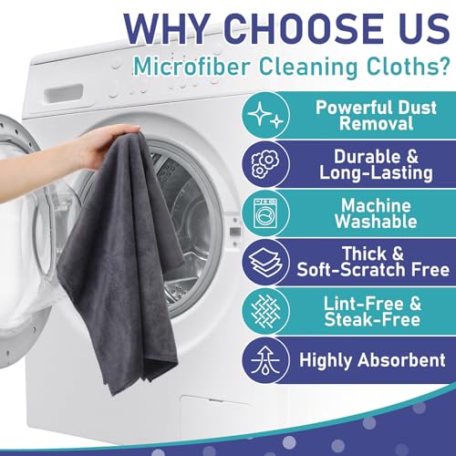 Newwiee 6 Pcs Extra Large Microfiber Cleaning Cloth 30" x 20" Washable Reusable Microfiber Towel Streak Free Lint Free Cloth for Cleaning Home Glass Office Window Bathrooms (Gray) - color: Gray