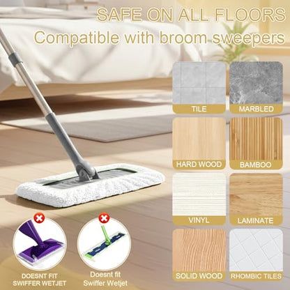 4 Pack Reusable Microfiber Mop Pads - Dry Sweeping Cloths & Wet Mopping Cloths - Washable Wet Pads Refill for Mopping Floors (Mop is not Included), White - color: White 4-pack