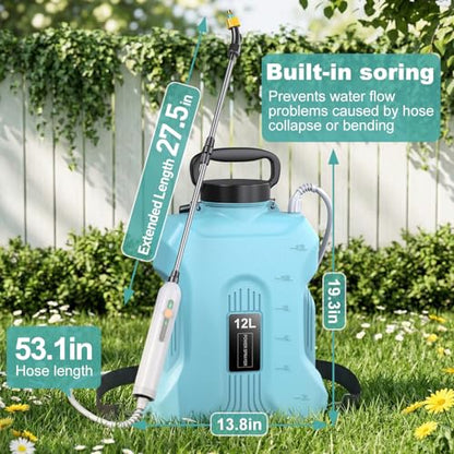 Tarden 3.5 Gallon Battery Powered Backpack Sprayer - Electric Garden Sprayer with USB Rechargeable Handle, Telescopic Wand & 5 Nozzles for Lawn Care 12L - size: 3.5 Gallon
