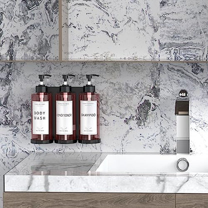 Plastic Soap Dispenser，Wall Mount Shower Pump，No-Drill Wall Mounted Shower Soap Dispenser，Shampoo and Conditioner Dispenser Modern Refillable Shampoo Pump Bottles for Shower Soap - color: 3pcs 300ml