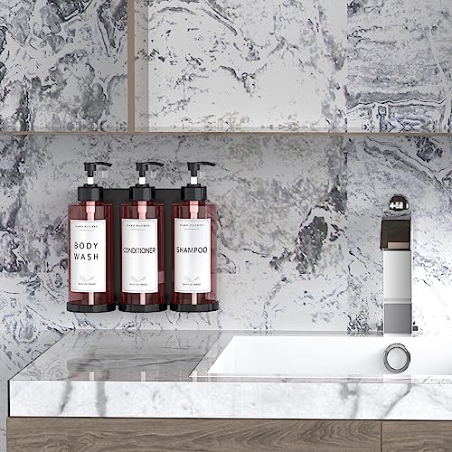 Plastic Soap Dispenser，Wall Mount Shower Pump，No-Drill Wall Mounted Shower Soap Dispenser，Shampoo and Conditioner Dispenser Modern Refillable Shampoo Pump Bottles for Shower Soap - color: 2pcs 300ml